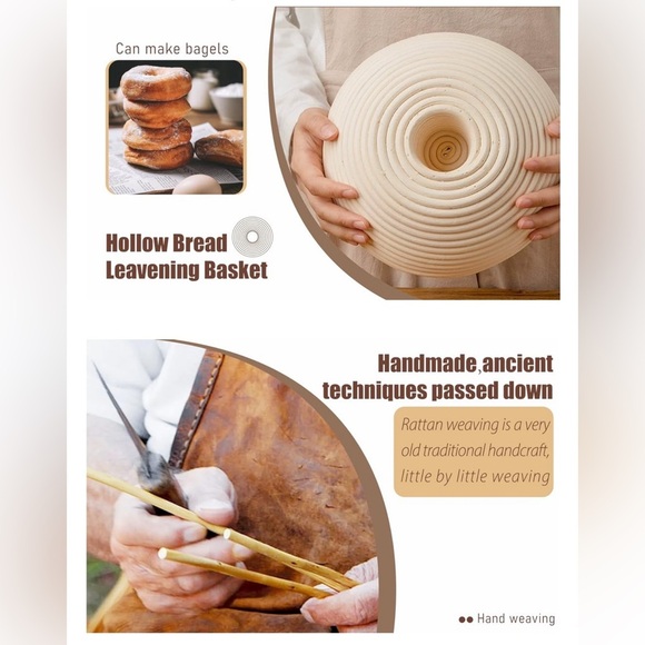 Top Hat Style Banneton Sourdough Starter Bread Basket Set W/ Stencils - Picture 7 of 12